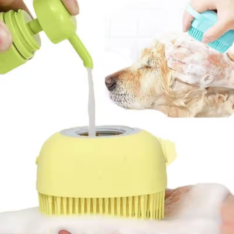 Silicone Dog Bath Massage Gloves Brush Pet Cat Bathroom Cleaning Tool Comb Brush for Dog Can Pour Shampoo Dog Grooming Supplies
