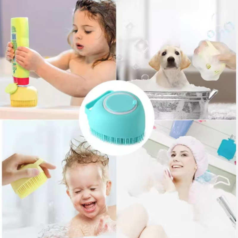 Silicone Dog Bath Massage Gloves Brush Pet Cat Bathroom Cleaning Tool Comb Brush for Dog Can Pour Shampoo Dog Grooming Supplies